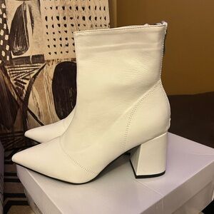 Chic White Block Heel Boots